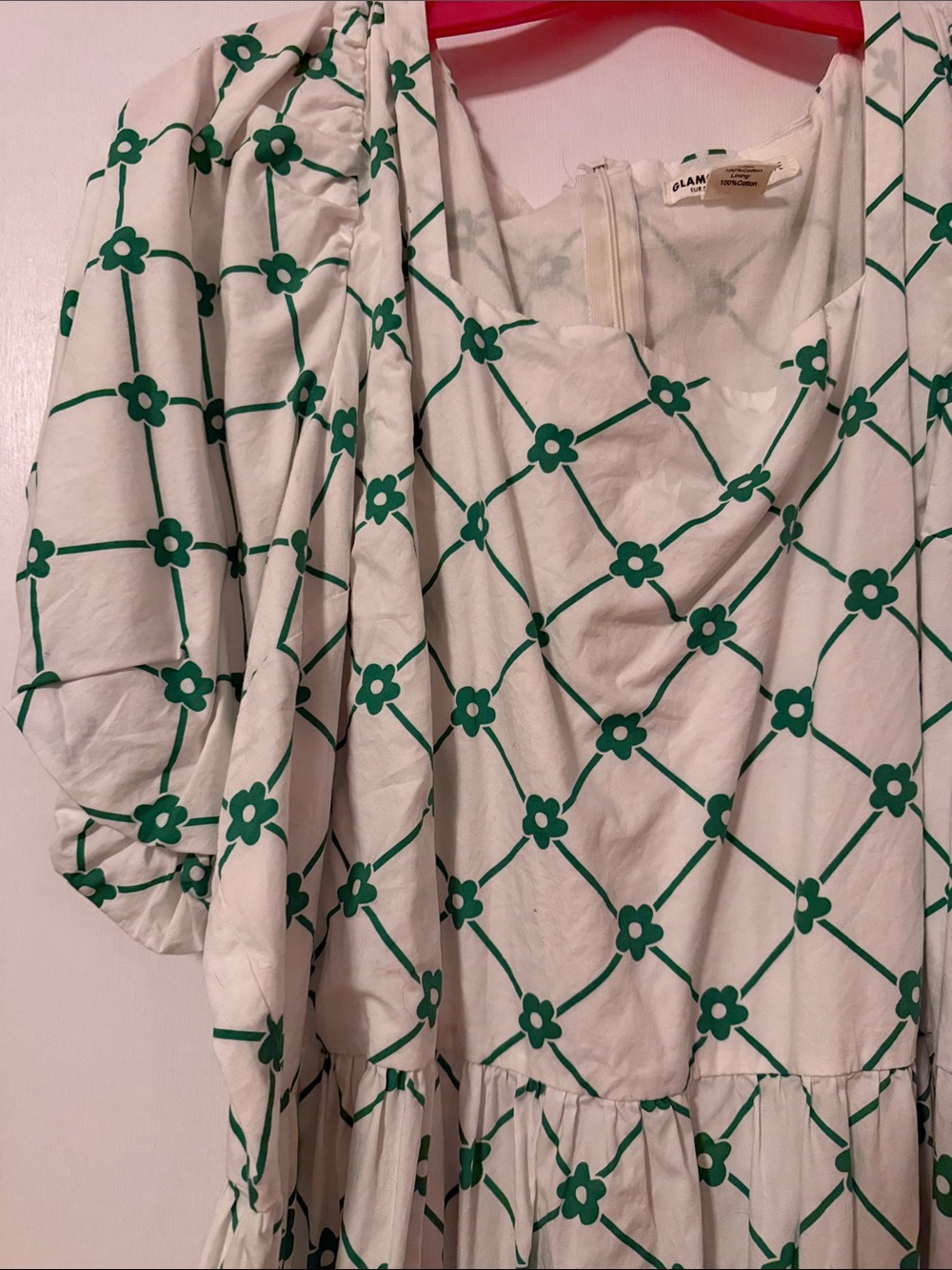 ASOS Curve White Green Floral Trellis Midi Dress Plus 20 Prep Tennis Mod Cotton - Picture 5 of 16